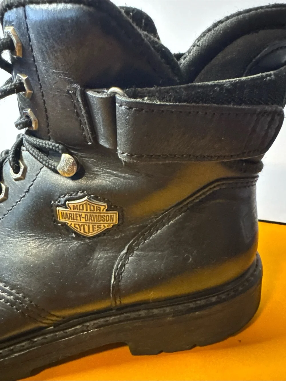 Harley Davidson Mens 11 Black Leather Motorcycle  Boots 91017